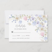 Spring Wildbloemen Paarse roze bruiloft RSVP Kaartje (Voorkant)