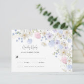 Spring Wildbloemen Paarse roze bruiloft RSVP Kaartje (Staand voorkant)