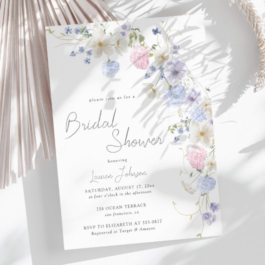 Spring Wildbloemen Paarse roze Vrijgezellenfeest Kaart