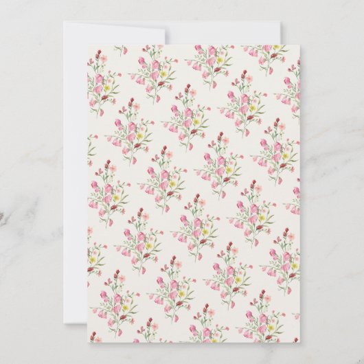 Spring wilde bloem delicate  tuin bruiloft kaart (Achterkant)