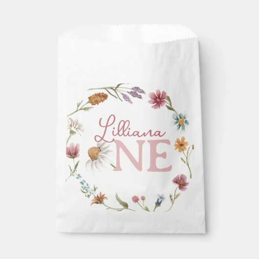 Spring Wildflower 1e verjaardagsfeestje Bedankzakje (Voorkant)