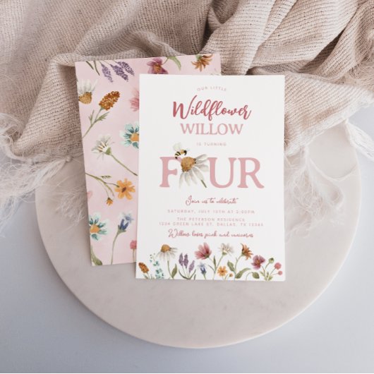 Spring Wildflower 4e verjaardagsfeest Kaart