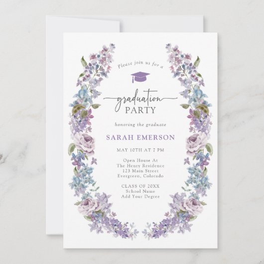 Spring Wildflower Afstuderen Kaart (Voorkant)