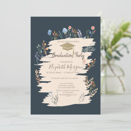 Spring Wildflower Afstuderen Kaart (Staand voorkant)