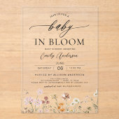 Spring Wildflower Baby in Bloom Baby shower Acryl Uitnodigingen (Voorkant)