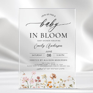 Spring Wildflower Baby in Bloom Baby shower Acryl Uitnodigingen