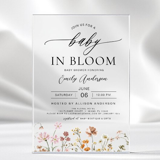Spring Wildflower Baby in Bloom Baby shower Acryl Uitnodigingen