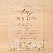 Spring Wildflower Baby in Bloom Baby shower Acryl Uitnodigingen (Voorkant)