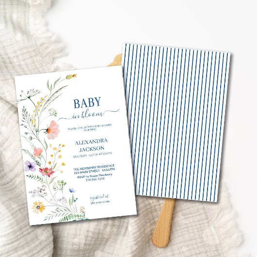 Spring Wildflower Baby in Bloom Invitation Kaart