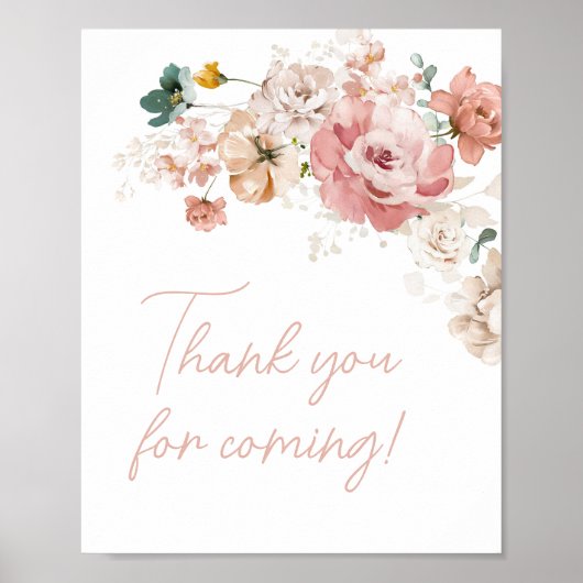 Spring Wildflower Baby shower Bedankt voor uw koms Poster (Voorkant)