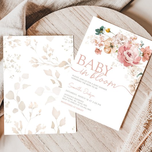 Spring Wildflower Baby shower Kaart