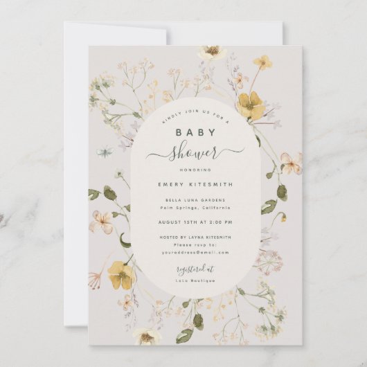 Spring Wildflower Baby shower Uitnodiging Kaart (Voorkant)