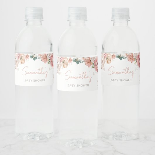 Spring Wildflower Baby shower Waterfles Etiket (Flessen)