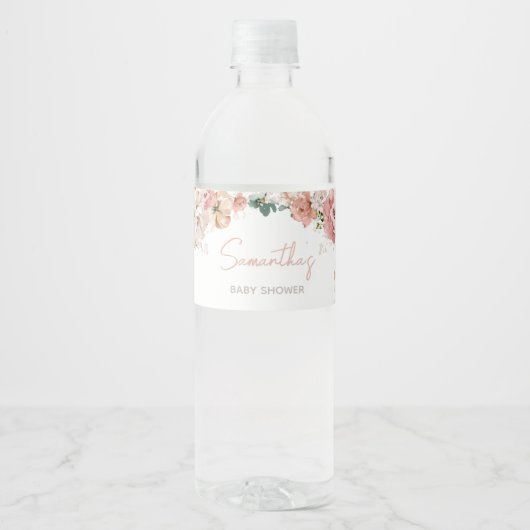 Spring Wildflower Baby shower Waterfles Etiket (Voorkant)
