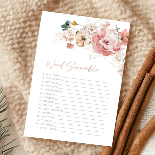 Spring Wildflower Baby Shower Word Scramble Game (Wildflower Baby Shower Game)