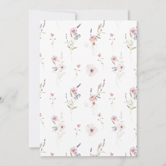 Spring Wildflower Baptisme Uitnodiging voor Meisje (Achterkant)