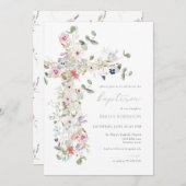 Spring Wildflower Baptisme Uitnodiging voor Meisje (Voorkant / Achterkant)