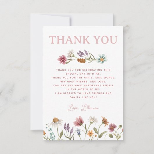 Spring Wildflower bedankje Bedankkaart (Voorkant)