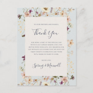 Spring Wildflower Blauw dank u Ontvangkaart Briefkaart