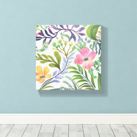 Spring Wildflower Bloemen | Bloemenvelden Canvas Afdruk (Insitu (Houten vloer))