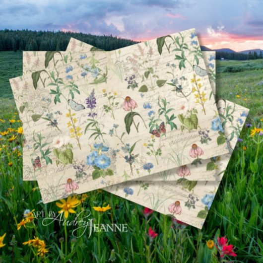 Spring Wildflower Bloemenweide Ephemera Decoupage Tissuepapier