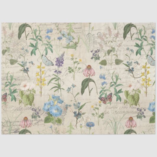 Spring Wildflower Bloemenweide Ephemera Decoupage Tissuepapier (Voorkant)