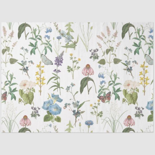 Spring Wildflower Bloemenweide Kleurrijke Decoupag Tissuepapier (Voorkant)