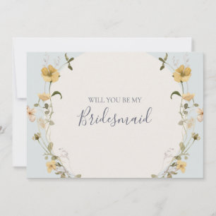 Spring Wildflower Blue Bridesmaid-conceptkaart Kaart