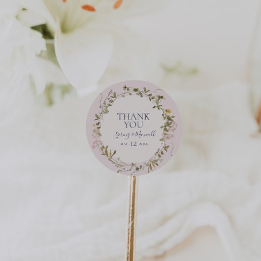 Spring Wildflower | Blush Bedankt voor je favoriet Ronde Sticker