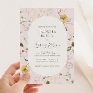 Spring Wildflower Blush Brunch en Bubble Shower Kaart