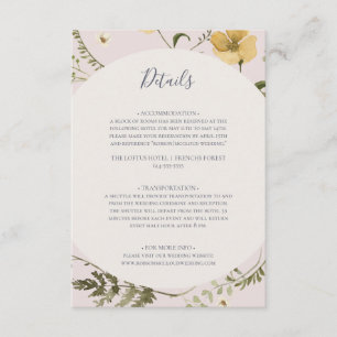 Spring Wildflower   Blush Details Enclosure Card Informatiekaartje