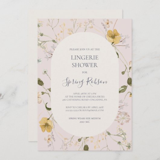 Spring Wildflower | Blush Lingerie Shower Kaart (Voorkant / Achterkant)