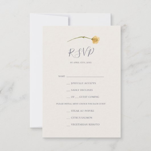 Spring Wildflower | Blush Menu Choice RSVP-kaart (Voorkant)