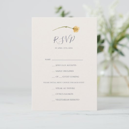 Spring Wildflower | Blush Menu Choice RSVP-kaart (Staand voorkant)