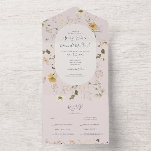 Spring Wildflower | Blush Seal and Send All In One Uitnodiging (Binnen)