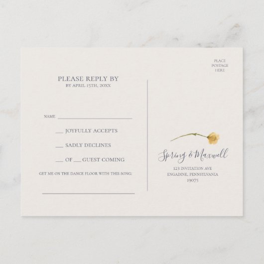 Spring Wildflower | Blush Song Request RSVP Briefkaart (Achterkant)