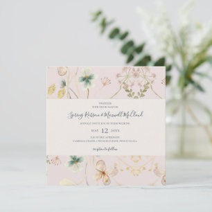 Spring Wildflower   Blush Square Weddenschap Kaart