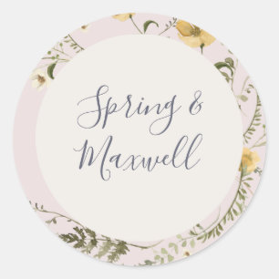 Spring Wildflower Blush Weddenschap Envelope-zeg Ronde Sticker