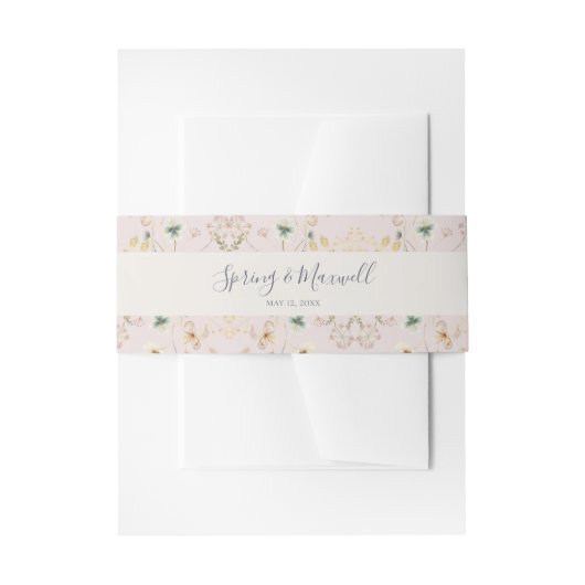 Spring Wildflower | Blush Weddenschap Uitnodigingen Wikkel (Voorkant Voorbeeld)
