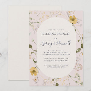 Spring Wildflower   Blush Wedding Brunch Kaart