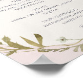 Spring Wildflower | Blush Wedding Drinken Menu Pos Poster (Hoek)