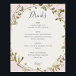Spring Wildflower | Blush Wedding Drinken Menu Pos Poster<br><div class="desc">Deze voorjaarsbloem | drinken menu poster voor een brutale bruiloft is perfect voor je bruiloft. Het ontwerp is voorzien van kleurrijke, elegante, minimalistische waterverf wilde bloemen. Het doet de kijker denken aan een klassieke eenvoudige bohemische zomertuinweide. Een hoogtepunt van het ontwerp is hoe de bloem en de groen minimaal en...</div>