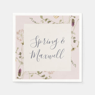 Spring Wildflower   Blush Wedding Napkins Servet