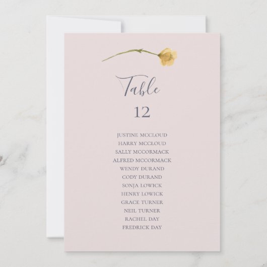 Spring Wildflower BlushTable Number Seating Chart (Achterkant)