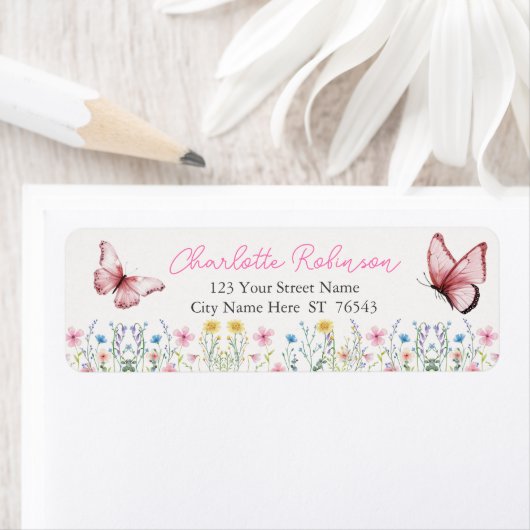 Spring Wildflower Boho Baby shower retouradres Etiket (Insitu)
