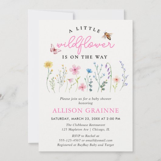 Spring Wildflower Boho Bloemen Meisje Baby shower Kaart (Voorkant)