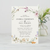 Spring Wildflower | Boho chique bruiloft Kaart (Staand voorkant)