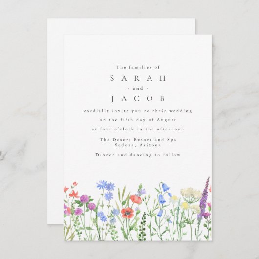 Spring Wildflower Boho Garden QR Code Huwelijk Kaart (Voorkant / Achterkant)