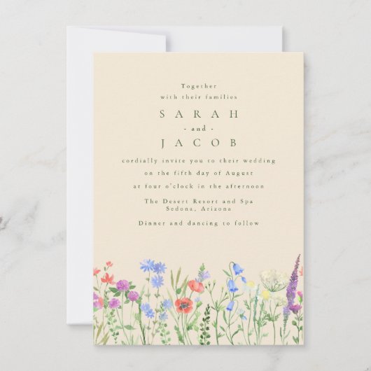 Spring Wildflower Boho Garden Wedding Kaart (Voorkant)