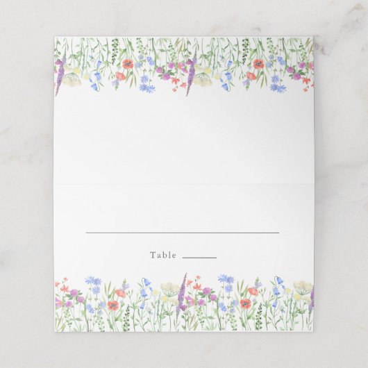 Spring Wildflower Boho Garden Wedding Plaatskaartje (Buitenkant ongevouwen)
